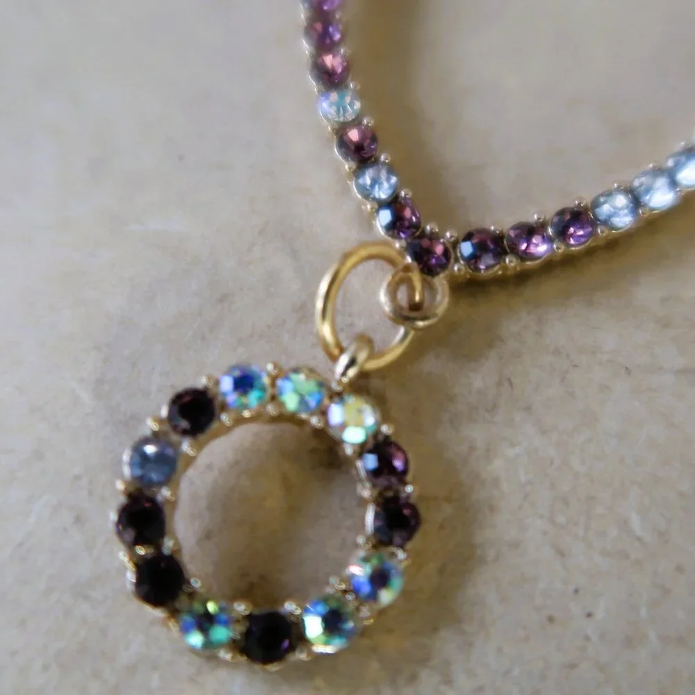 Vintage Rhinestone Pendant Lot 2 Pc Multicolor Crystal Cluster Statement Wear - Picture 4 of 15